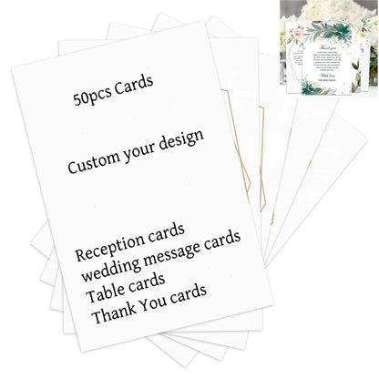 50pcs Custom Reception Message Cards,Personalized Image Own Design,Thank You Menu Table Cards,Unique Event Stationery,Invitation