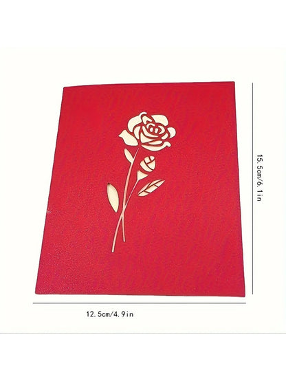 3D Pop-Up Happy Birthday Rose Card - Perfect for Anniversaries, Mother's Day, Weddings - Greeting Women,Youngsters with Envelope