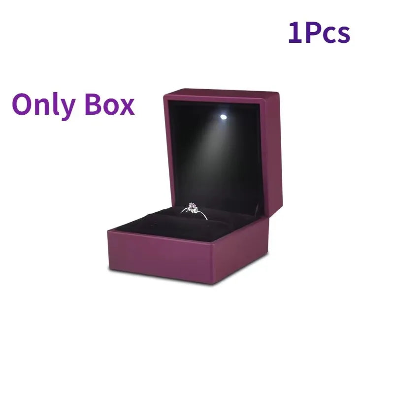 Wholesale LED Ring Box Jewelry Box for Wedding Ring Engagement Ring Box Gift Case Packaging Show Boxes with Light Storage Cases
