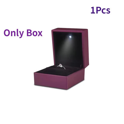Wholesale LED Ring Box Jewelry Box for Wedding Ring Engagement Ring Box Gift Case Packaging Show Boxes with Light Storage Cases