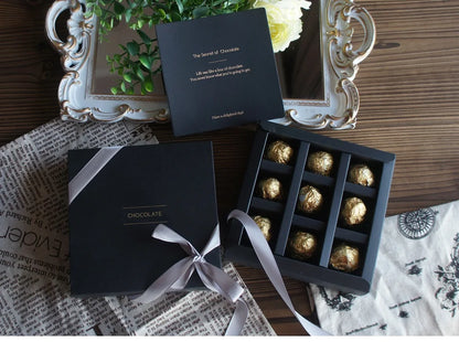 4 size choose 10set Elegant Valentine Chocolate Paper Box Gold Black Design Wedding Christmas Birthday Candy Packaging