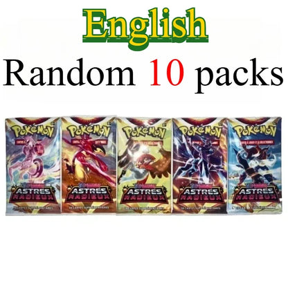 10 Pokémon Card Packs, Bright Stars,151 Prismatic Evolutions,PALDEAN FATES,English Reinforcement,Battle Transaction Card Gift
