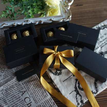 4 size choose 10set Elegant Valentine Chocolate Paper Box Gold Black Design Wedding Christmas Birthday Candy Packaging
