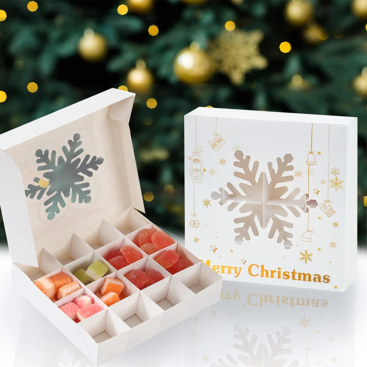 Christmas Candy Boxes Cookie Biscuit Packing Bag 2024 Christmas Decoration for Home Navidad Xmas Wrapping Gift Box New Year 2025