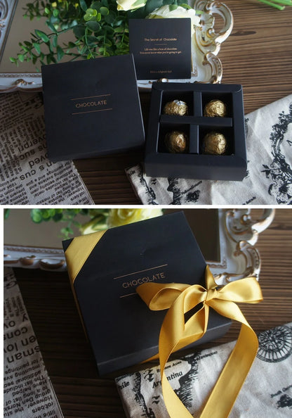 4 size choose 10set Elegant Valentine Chocolate Paper Box Gold Black Design Wedding Christmas Birthday Candy Packaging