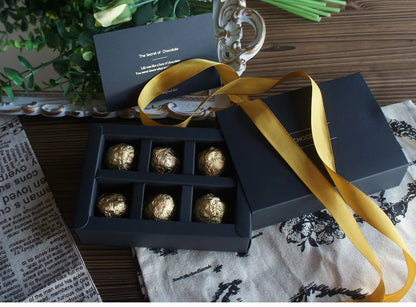 4 size choose 10set Elegant Valentine Chocolate Paper Box Gold Black Design Wedding Christmas Birthday Candy Packaging