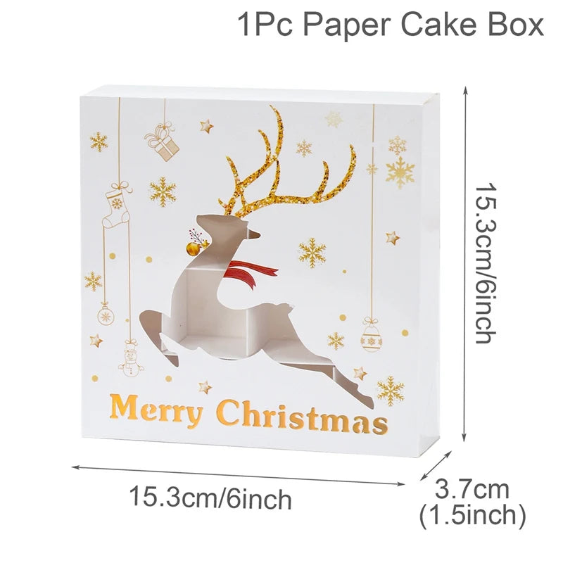 Christmas Candy Boxes Cookie Biscuit Packing Bag 2024 Christmas Decoration for Home Navidad Xmas Wrapping Gift Box New Year 2025