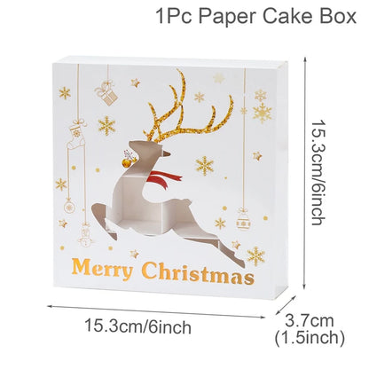 Christmas Candy Boxes Cookie Biscuit Packing Bag 2024 Christmas Decoration for Home Navidad Xmas Wrapping Gift Box New Year 2025