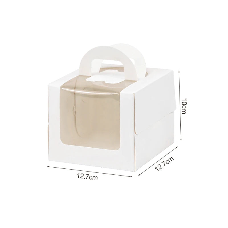 10Pcs Cake Box with Clear Window Paper Gift Packaging Box Wedding Birthday Party Muffin Cake Container Baby Shower Supplies