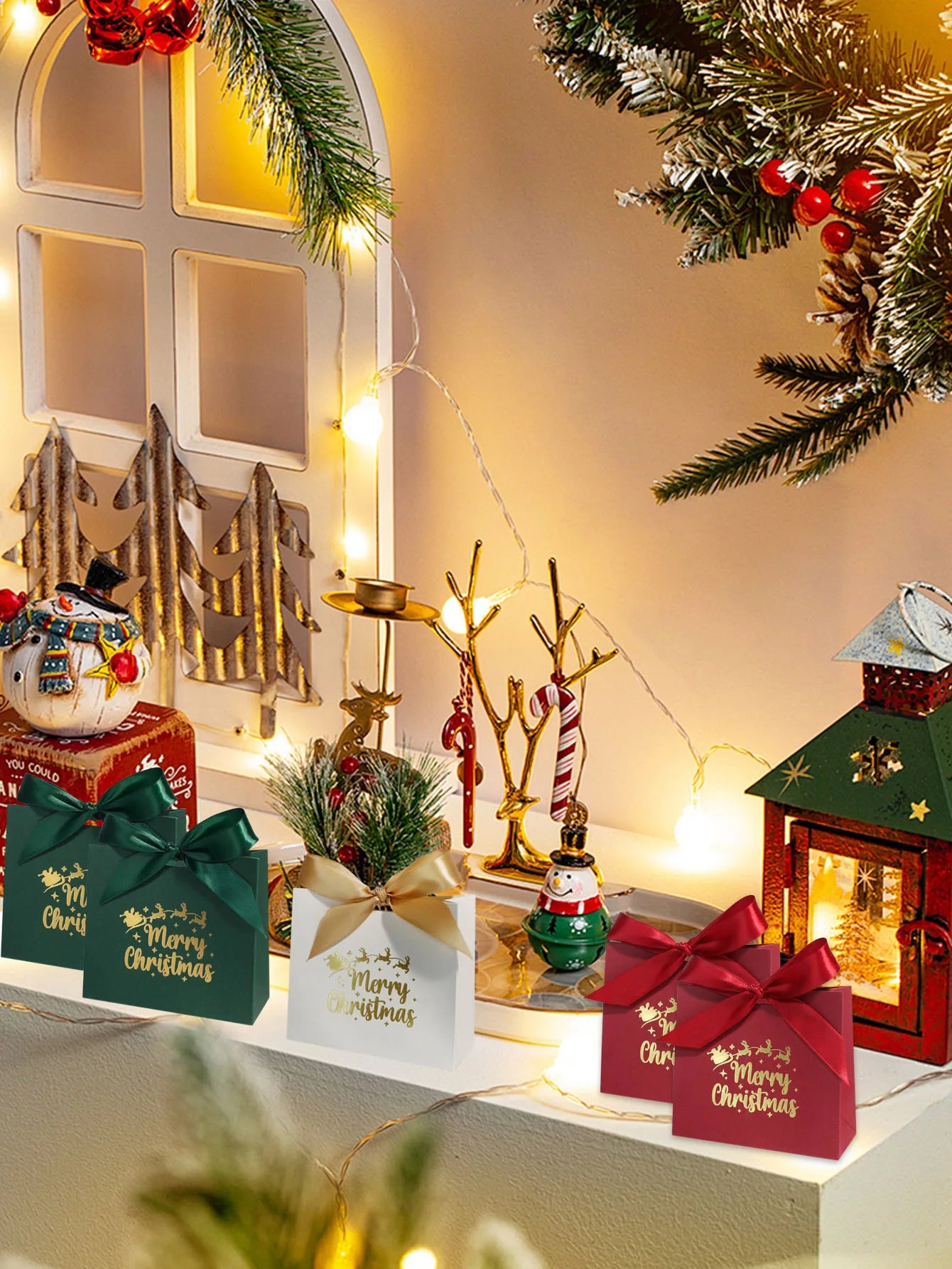 10/20/50pcs Christmas Candy Boxes Santa Claus reindeer Cookie Gift Box Merry Christmas Packaging Box New Year 2025