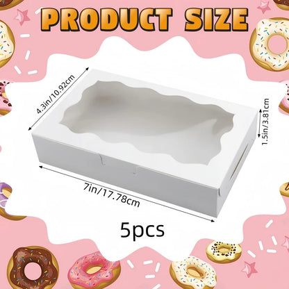 5/10pcs Gift Box with Clear Window - For Desserts, Pastries, Candies and Chocolates - Perfect for Weddings, Birthdays and more
