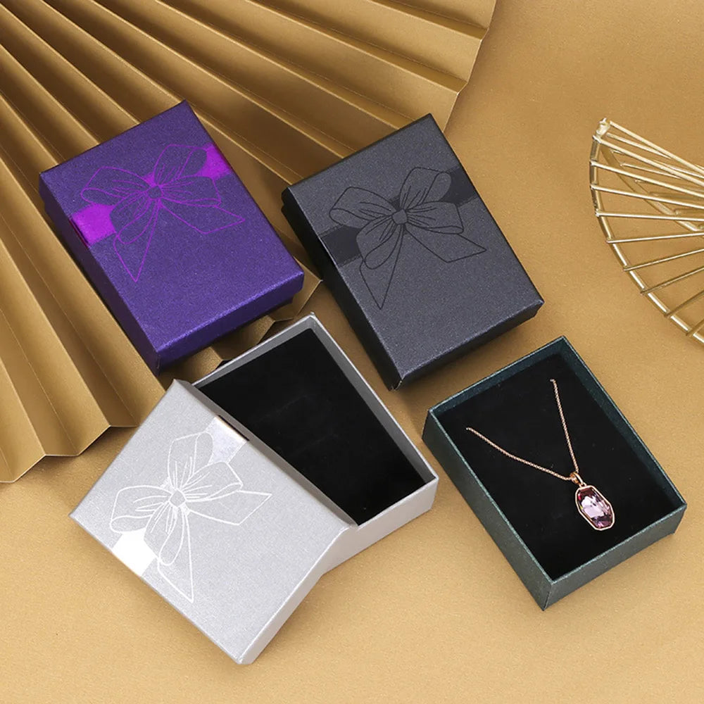 Fashion Bowknot Jewelry Box Multi Colors Ring Earrings Pendant Necklace Gift Jewelry Storage Display Paper Jewelry Packaging Box