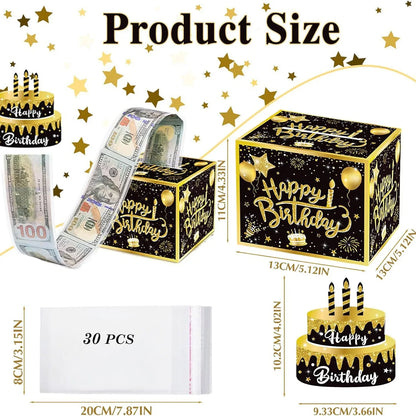1pcs Birthday Cash Gift Box with Cake Card Funny Pumping Money Box Creative Birthday Gifts for Men Women ﻿