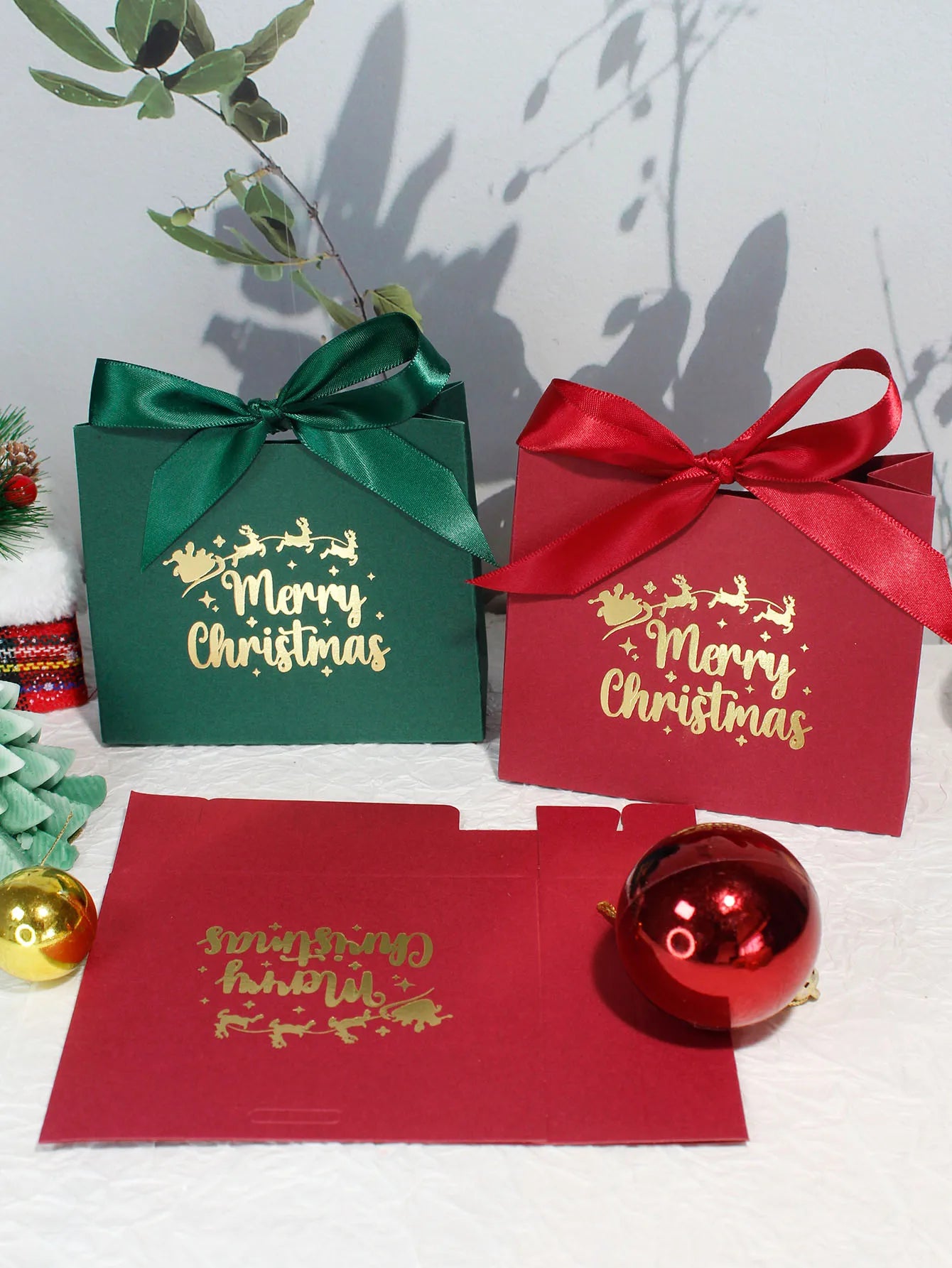 10/20/50pcs Christmas Candy Boxes Santa Claus reindeer Cookie Gift Box Merry Christmas Packaging Box New Year 2025