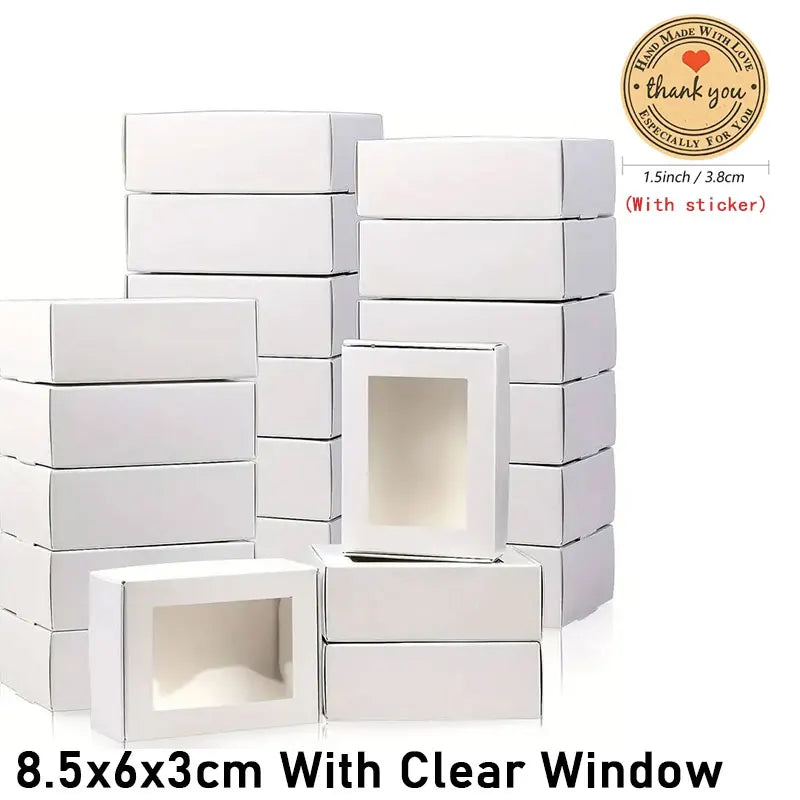 10/30pcs small gift craft handmade kraft paper box, wedding party birthday paper gift box (with stickers)
