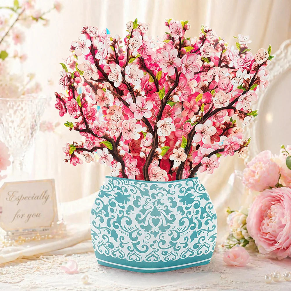 Premium 3D Pop Up Flower Bouquet Card Mothers Day Gift Valentines Day Anniversary Birthday Greeting Cards Thank You Wishes Gifts