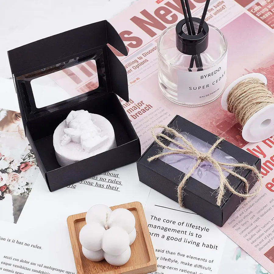 10/30pcs small gift craft handmade kraft paper box, wedding party birthday paper gift box (with stickers)
