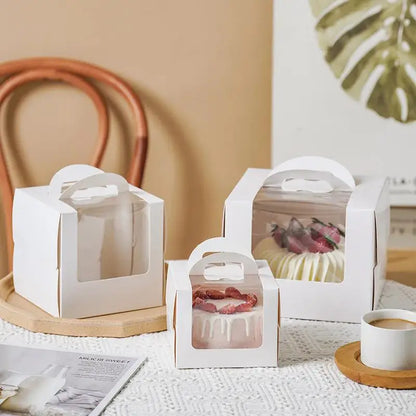 10Pcs Cake Box with Clear Window Paper Gift Packaging Box Wedding Birthday Party Muffin Cake Container Baby Shower Supplies