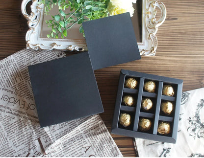 4 size choose 10set Elegant Valentine Chocolate Paper Box Gold Black Design Wedding Christmas Birthday Candy Packaging