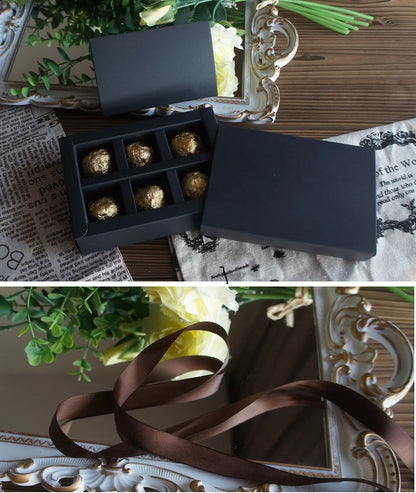 4 size choose 10set Elegant Valentine Chocolate Paper Box Gold Black Design Wedding Christmas Birthday Candy Packaging
