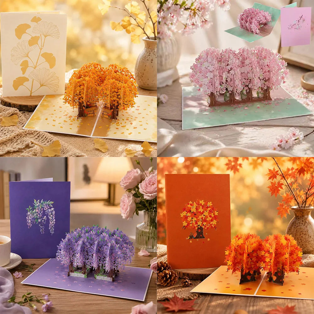 3D Pop Up Flower Greeting Cards Wedding Card Anniversary Thanksgiving Valentines Day Birthday Gift Thank You Card Handmade Cards