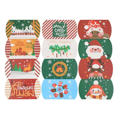 24/12pcs Christmas Pillow Shape Candy Box Merry Christmas Kraft Paper Gift Box Packging Kids Favors Happy New Year Navidad 2025