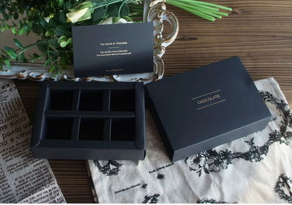 4 size choose 10set Elegant Valentine Chocolate Paper Box Gold Black Design Wedding Christmas Birthday Candy Packaging
