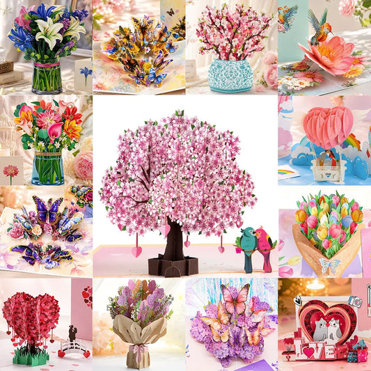 3D Pop Up Flower Greeting Cards Wedding Card Anniversary Thanksgiving Valentines Day Birthday Gift Thank You Card Handmade Cards