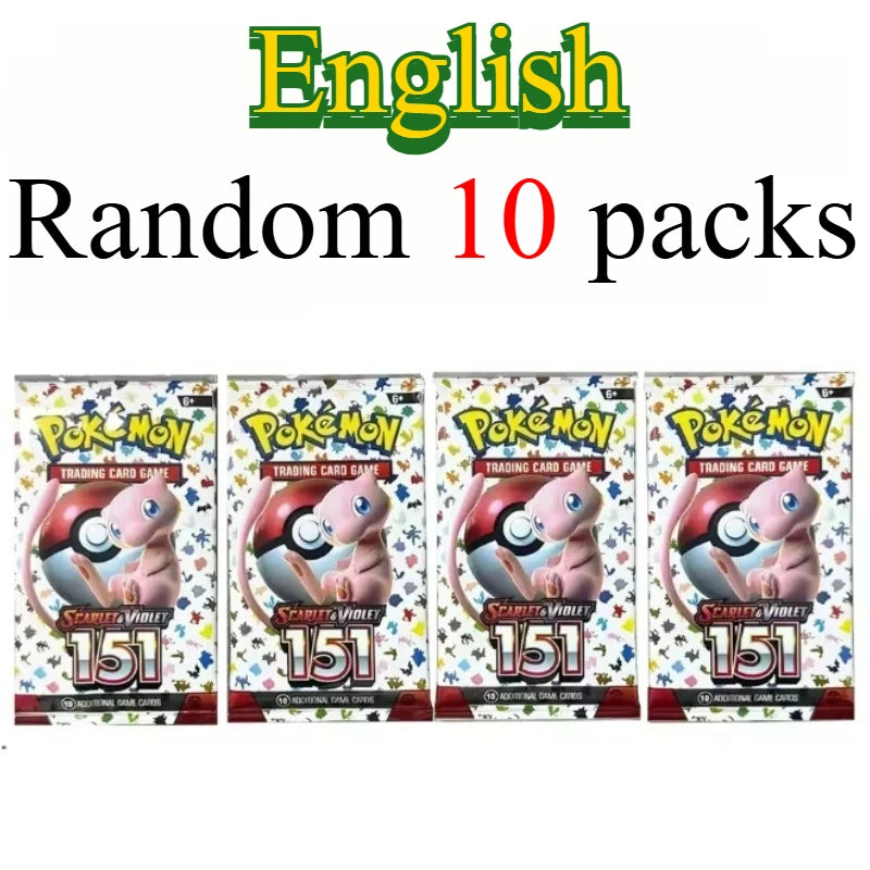 10 Pokémon Card Packs, Bright Stars,151 Prismatic Evolutions,PALDEAN FATES,English Reinforcement,Battle Transaction Card Gift