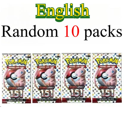 10 Pokémon Card Packs, Bright Stars,151 Prismatic Evolutions,PALDEAN FATES,English Reinforcement,Battle Transaction Card Gift