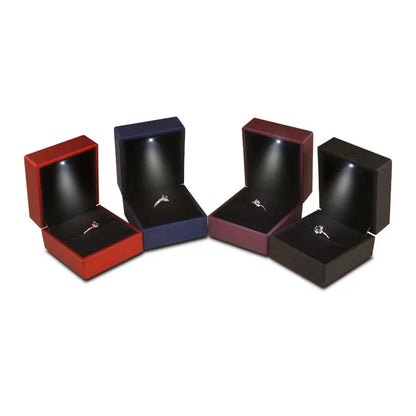 Wholesale LED Ring Box Jewelry Box for Wedding Ring Engagement Ring Box Gift Case Packaging Show Boxes with Light Storage Cases