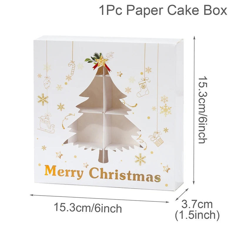Christmas Candy Boxes Cookie Biscuit Packing Bag 2024 Christmas Decoration for Home Navidad Xmas Wrapping Gift Box New Year 2025