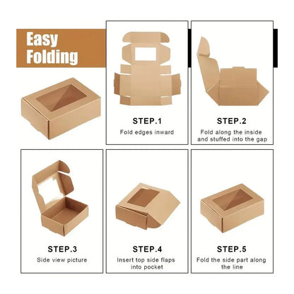 10/30pcs small gift craft handmade kraft paper box, wedding party birthday paper gift box (with stickers)