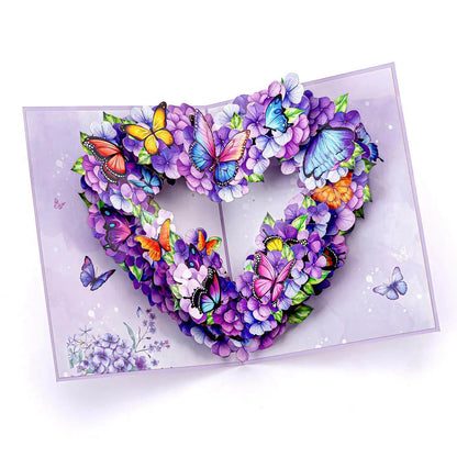 3D Pop-Up Heart Shape Flower Greeting Cards Mother's Day Wedding Card Anniversary Valentines Day Birthday Gift Card Handmade