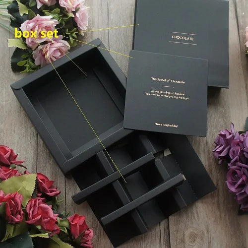 4 size choose 10set Elegant Valentine Chocolate Paper Box Gold Black Design Wedding Christmas Birthday Candy Packaging