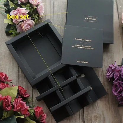 4 size choose 10set Elegant Valentine Chocolate Paper Box Gold Black Design Wedding Christmas Birthday Candy Packaging