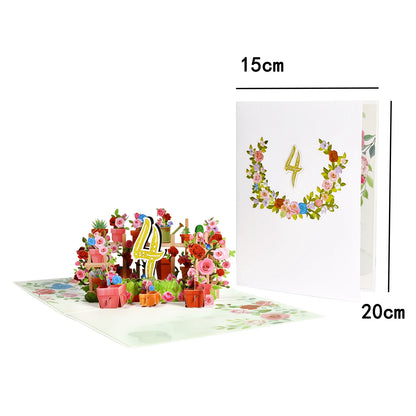 Pop Up Anniversary Card 1st 10 28 21 30 Number Figure 3D Greeting Cards for Birthday Wedding