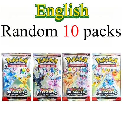 10 Pokémon Card Packs, Bright Stars,151 Prismatic Evolutions,PALDEAN FATES,English Reinforcement,Battle Transaction Card Gift