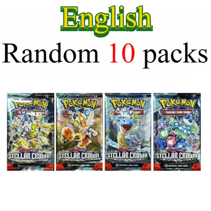 10 Pokémon Card Packs, Bright Stars,151 Prismatic Evolutions,PALDEAN FATES,English Reinforcement,Battle Transaction Card Gift