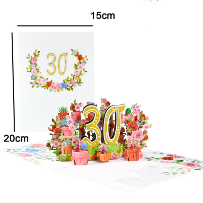 Pop Up Anniversary Card 1st 10 28 21 30 Number Figure 3D Greeting Cards for Birthday Wedding