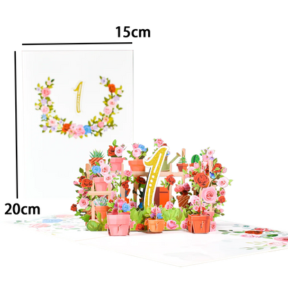 Pop Up Anniversary Card 1st 10 28 21 30 Number Figure 3D Greeting Cards for Birthday Wedding