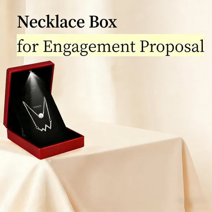 Pendant Box with LED Light Jewelry Case Square Shaped Box Velvet Jewelry Gift Boxes LED Necklace Box for Engagement Proposal
