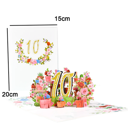 Pop Up Anniversary Card 1st 10 28 21 30 Number Figure 3D Greeting Cards for Birthday Wedding