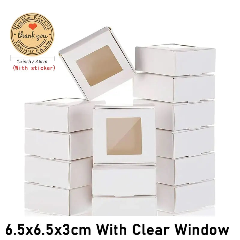 10/30pcs small gift craft handmade kraft paper box, wedding party birthday paper gift box (with stickers)