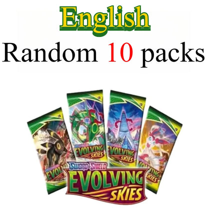 10 Pokémon Card Packs, Bright Stars,151 Prismatic Evolutions,PALDEAN FATES,English Reinforcement,Battle Transaction Card Gift