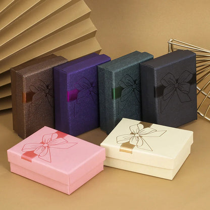 Fashion Bowknot Jewelry Box Multi Colors Ring Earrings Pendant Necklace Gift Jewelry Storage Display Paper Jewelry Packaging Box