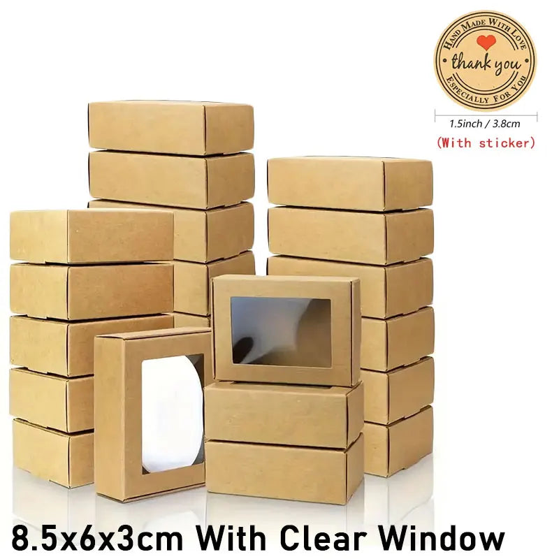 10/30pcs small gift craft handmade kraft paper box, wedding party birthday paper gift box (with stickers)