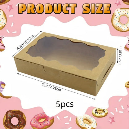 5/10pcs Gift Box with Clear Window - For Desserts, Pastries, Candies and Chocolates - Perfect for Weddings, Birthdays and more