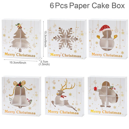 Christmas Candy Boxes Cookie Biscuit Packing Bag 2024 Christmas Decoration for Home Navidad Xmas Wrapping Gift Box New Year 2025