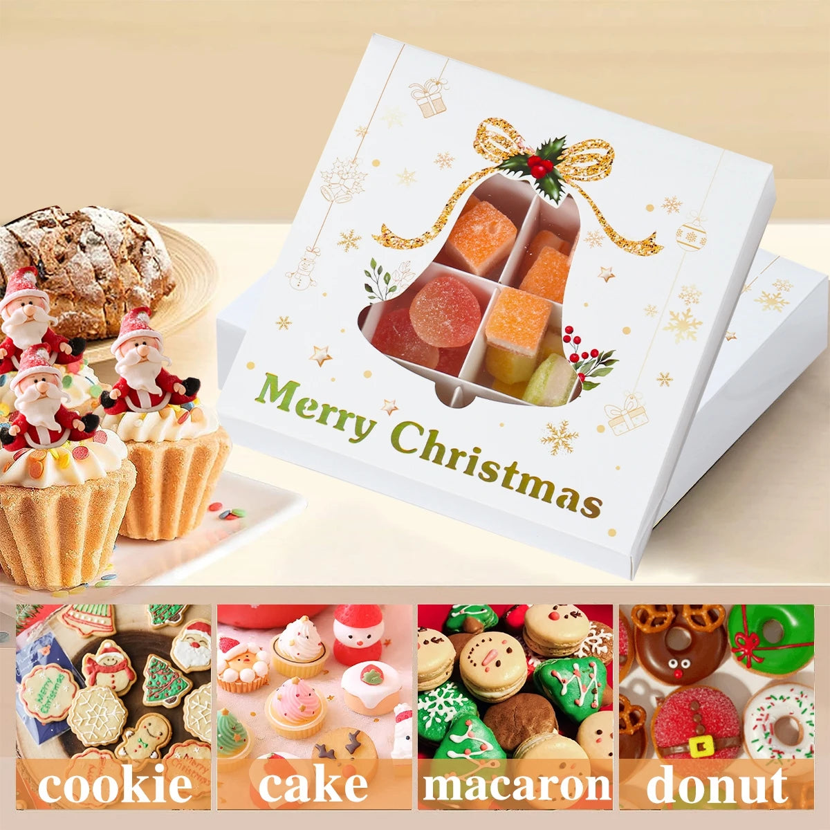 Christmas Candy Boxes Cookie Biscuit Packing Bag 2024 Christmas Decoration for Home Navidad Xmas Wrapping Gift Box New Year 2025